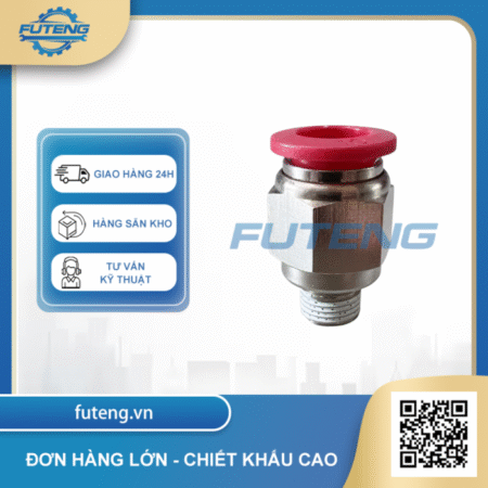 Nối khí nén đỏ ren ngoài