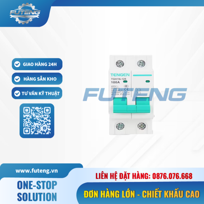 RCCB 2P 30mA 100A Tengen 3 RCCB 2P 30mA 100A Tengen - Ảnh 3