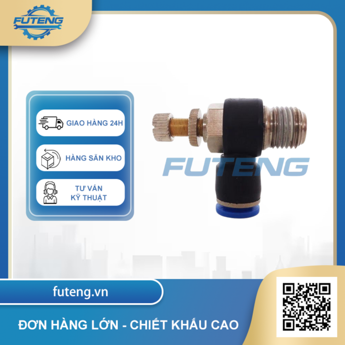 Van tiết lưu (speed controller) ren 1/4" 2 Van tiết lưu (speed controller) ren 1/4" - Ảnh 2